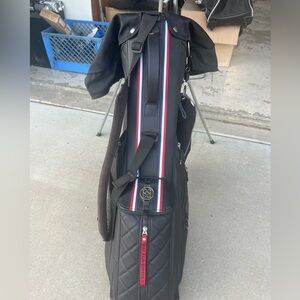 G/FORE Black Duffel Bag with Red and White Stripes